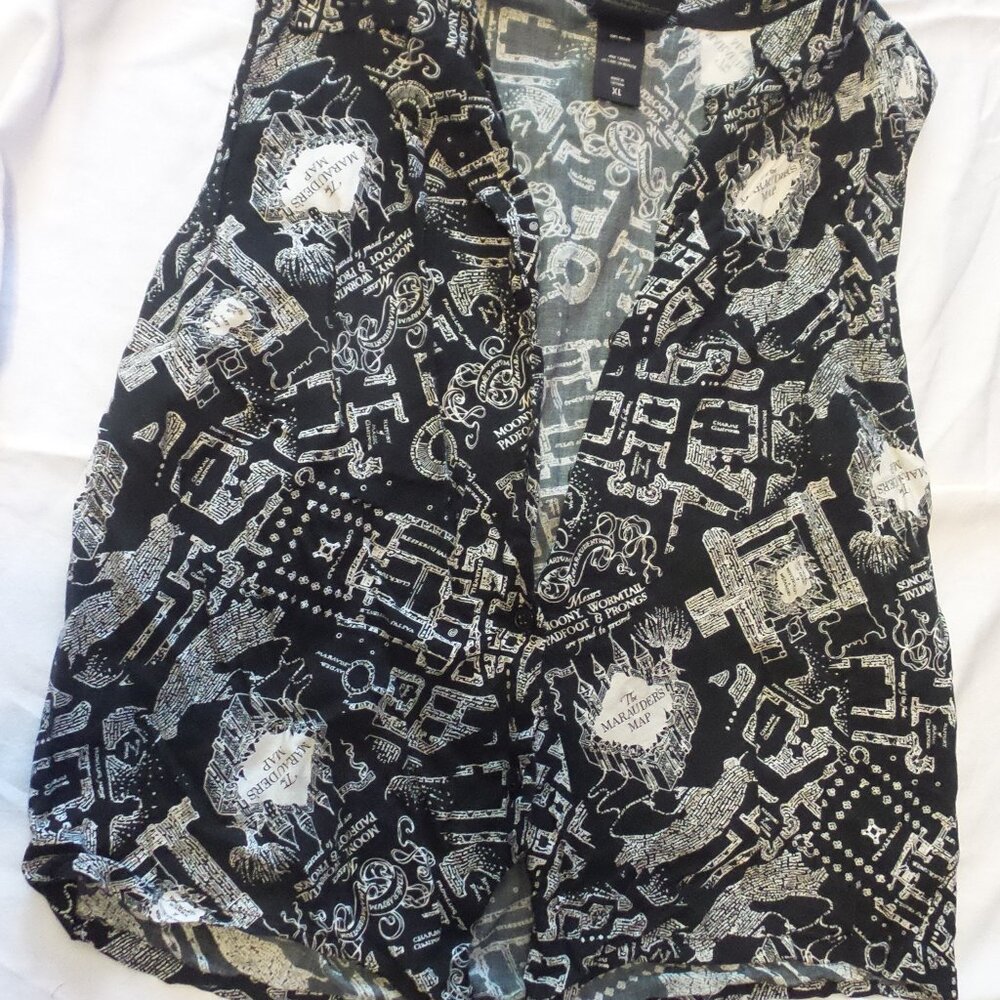 Harry Potter Women Cute sleveless tie button up shirt XL